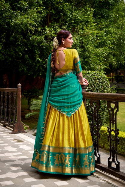 Golden Zari Glam Half Saree Set