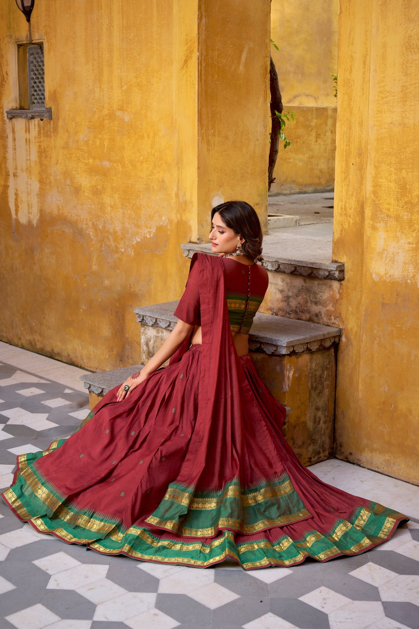 Pure Chanderi Half Saree Set