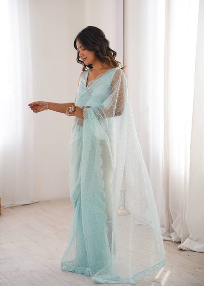 Starlight Soft Net Saree with Sequin Embroidery