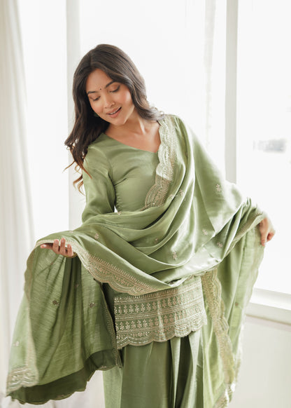 Sage Serenity Farshi Shalwar Set