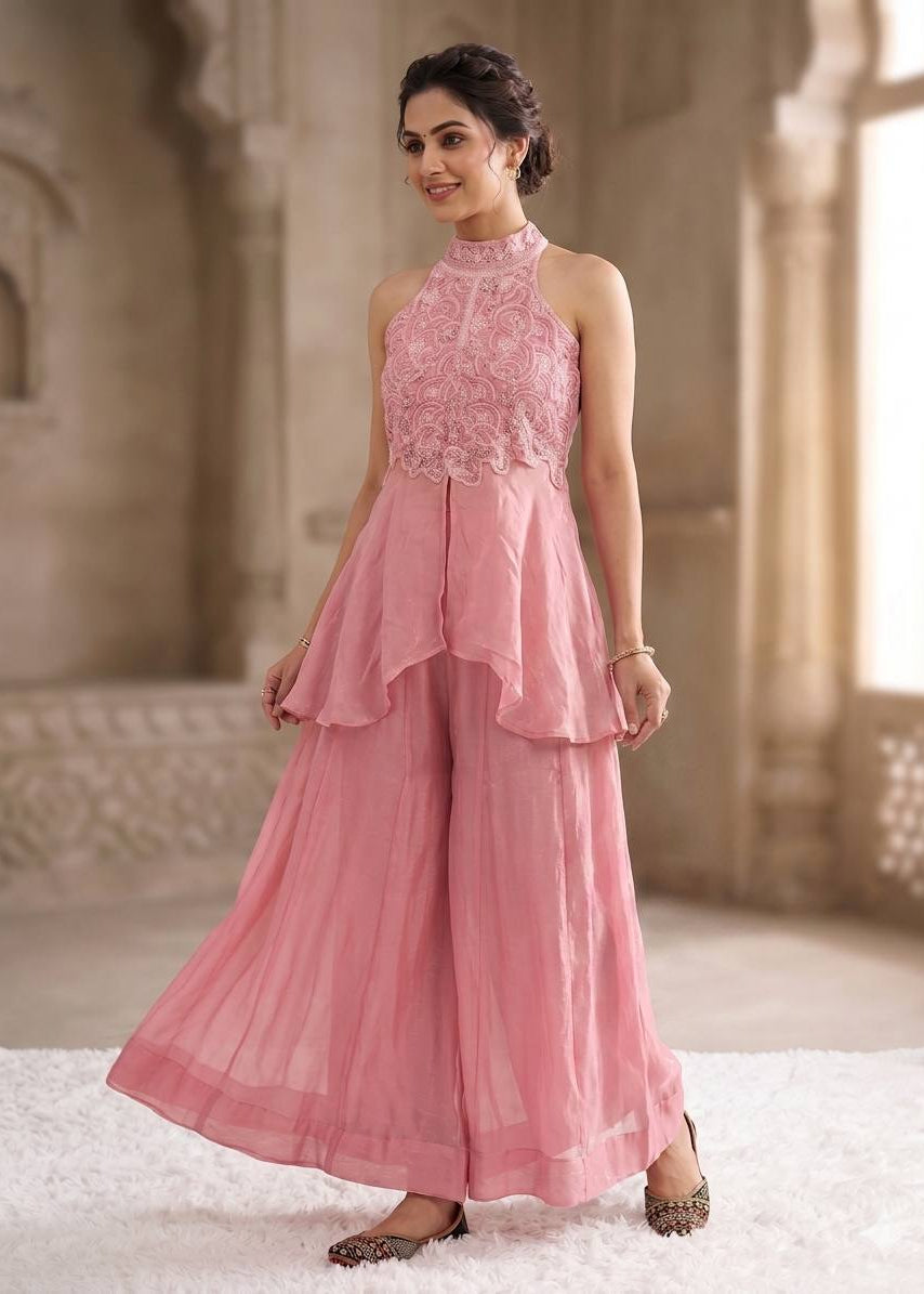 Barbie Blush Beaded Sharara Set