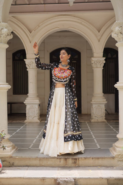 Festive Kutchi Work Bandhani Lehenga Kurti