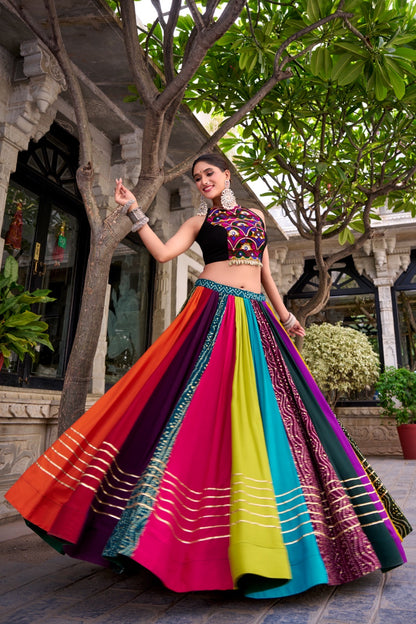 Colorful Gamthi Work Rayon Lehenga