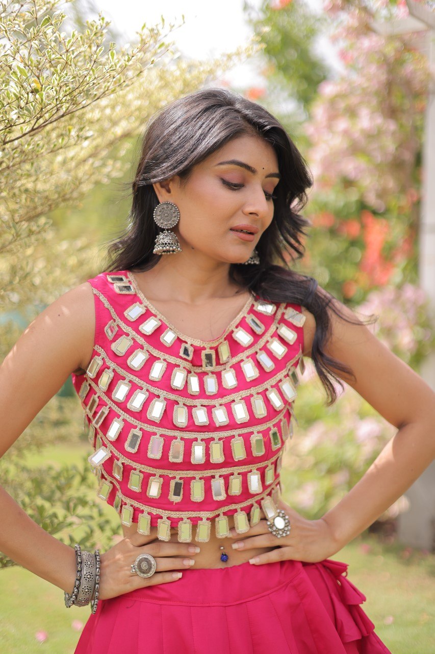 Dandiya Dots Mirror Work Lehenga