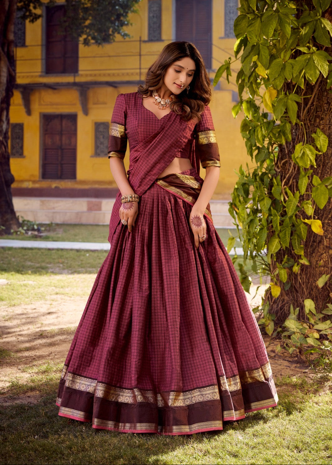 South Indian Zari Weave Lehenga