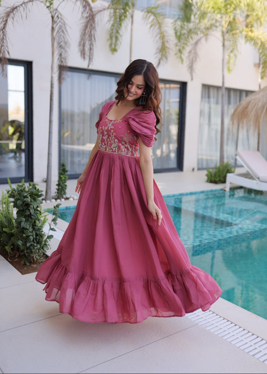 Soft Muse Embroidered Flare Gown