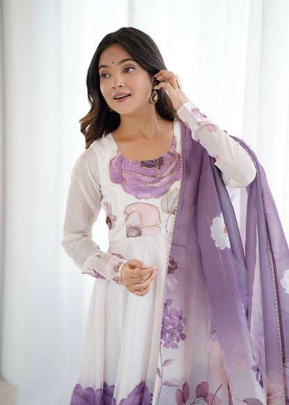 Petal Touch Printed Organza Anarkali