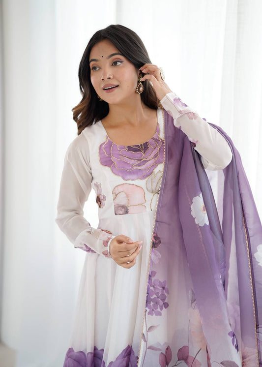 Petal Touch Printed Organza Anarkali