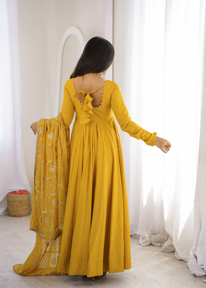 Classic Chanderi Flared Anarkali Set