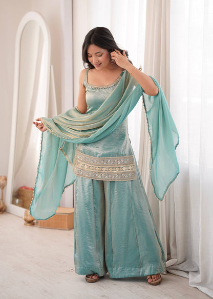 Ethereal Sparkle Palazzo Suit Set