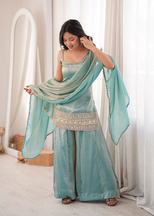 Ethereal Sparkle Palazzo Suit Set