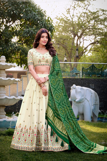 Designer White Embroidered Lehenga With Dupatta