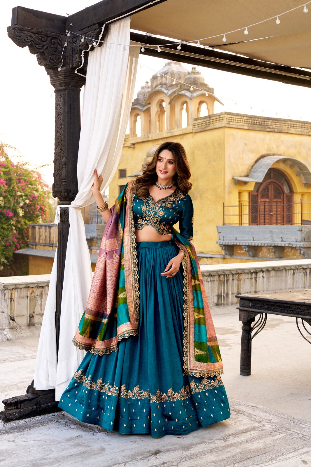 Soft Shimmer Vichitra Silk Lehenga Set