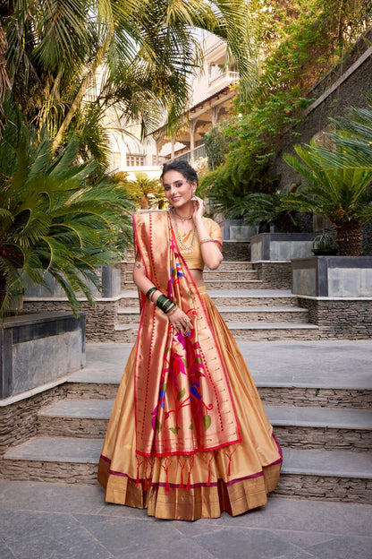 Paithani Jacquard Silk Zari Lehenga