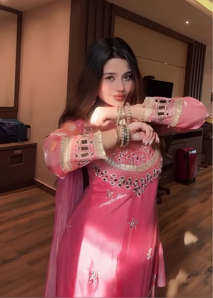 Rosé Elegance Mirror Sharara Suit