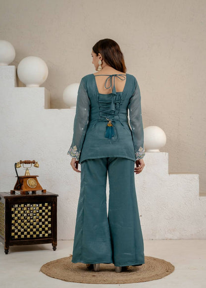 Dazzle Sequins Embroidered Palazzo Set