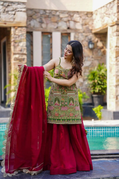 Gulbahaar Printed Kurti with Sharara Set