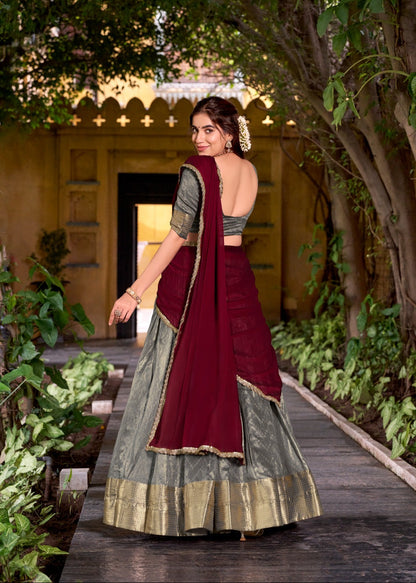 Traditional Zari Weaving Silk Lehenga