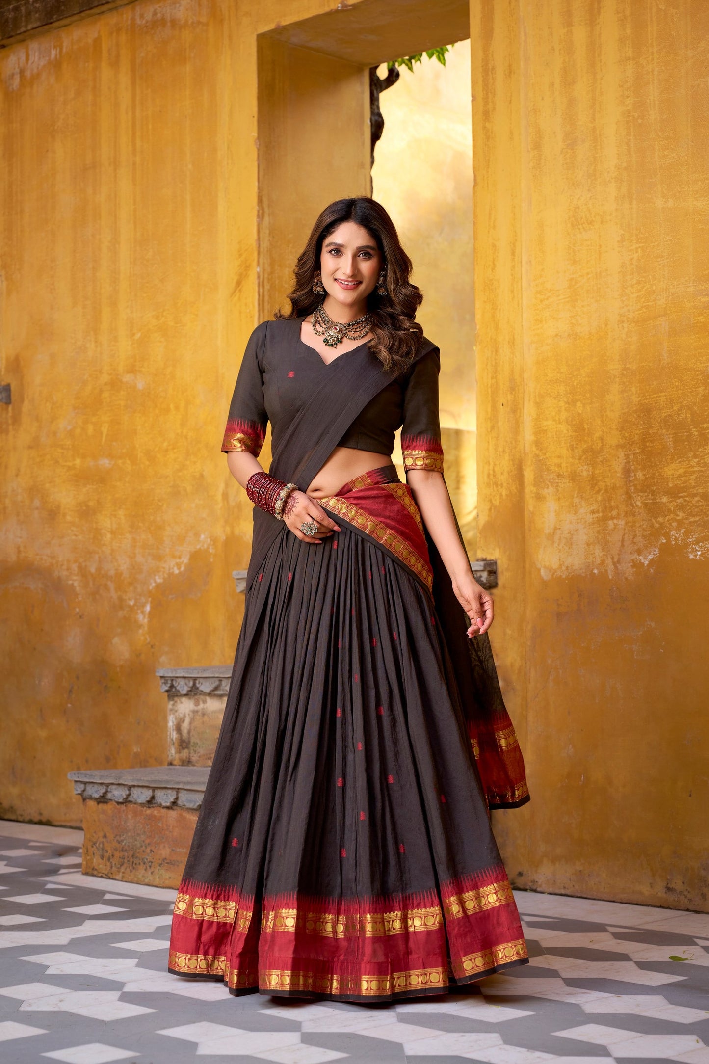 Pure Chanderi Half Saree Set