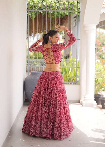 Bandhni Rang Kutchi Patchwork Lehenga