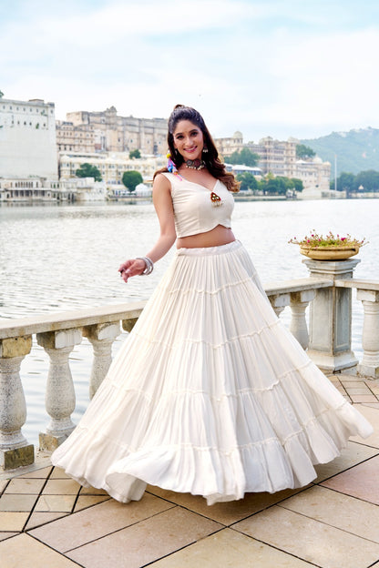 Traditional Mirror Work Rayon Lehenga Koti
