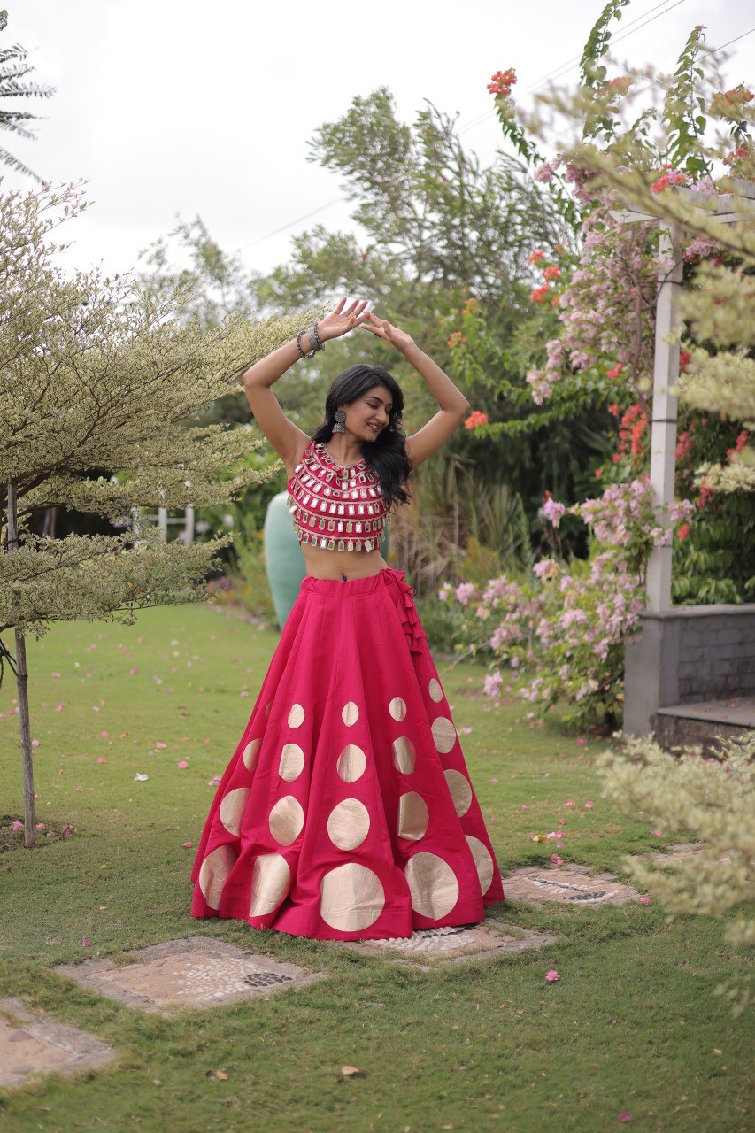 Dandiya Dots Mirror Work Lehenga