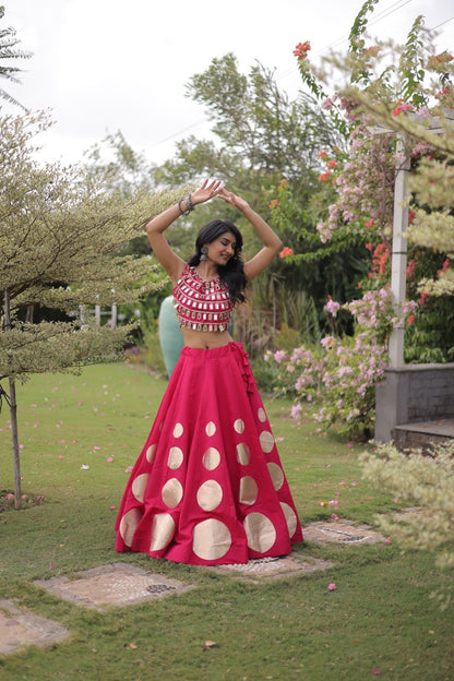 Dandiya Dots Mirror Work Lehenga