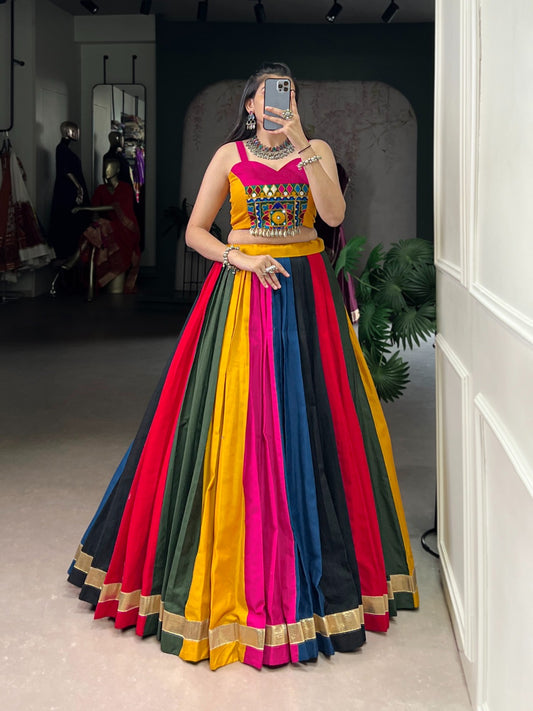 Vibrant Multicolour Mirror Work Lehenga