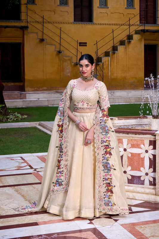 Soft Hue Detailed Work Lehenga