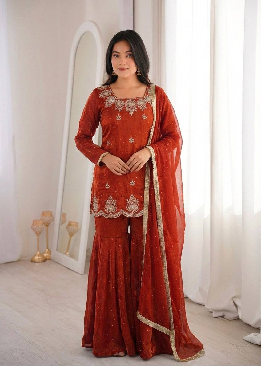 Crimson Noor Festive Sharara Set