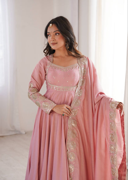 Zari Motif Embroidered Anarkali Suit