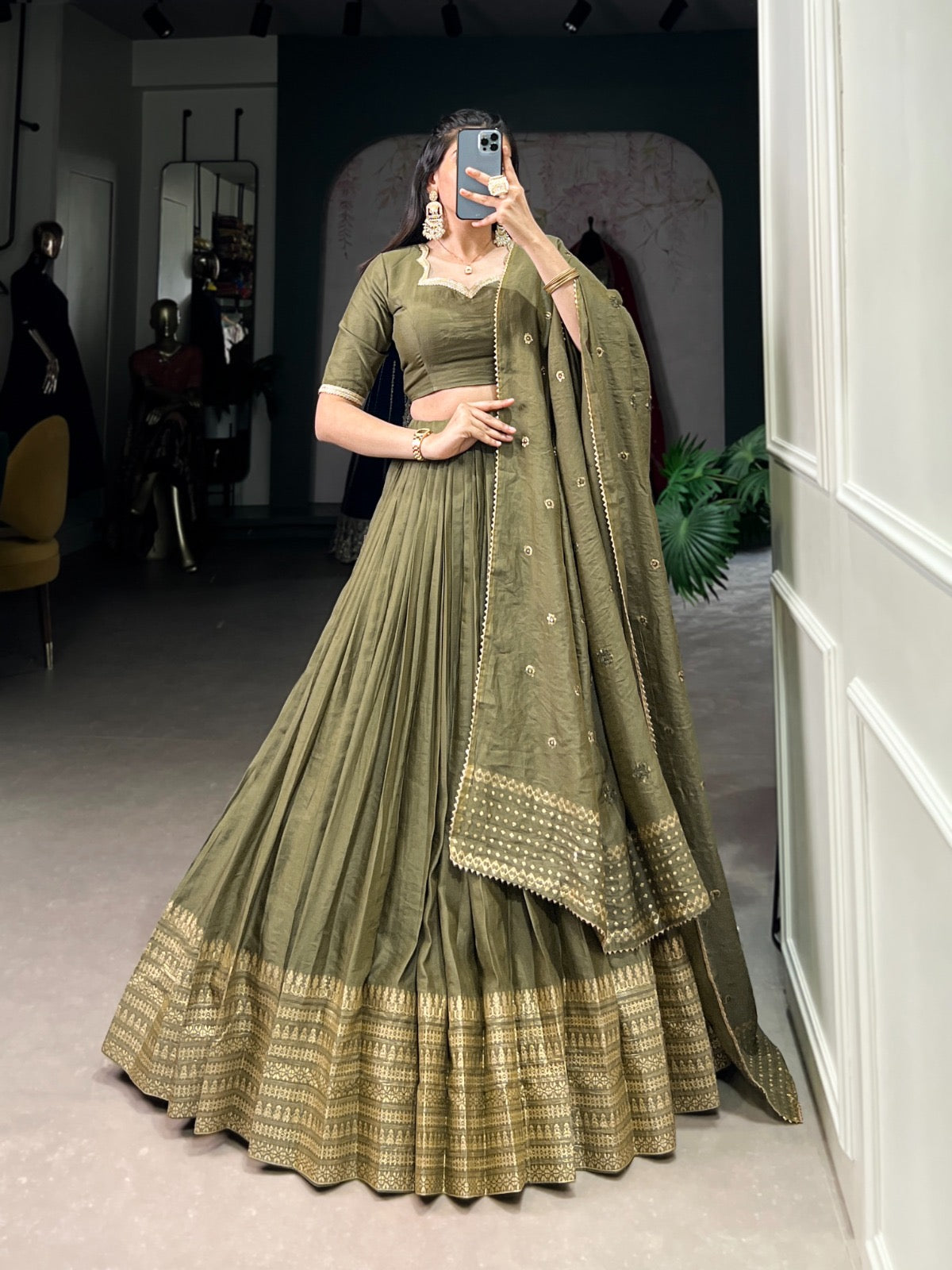 Dazzle Nights Chanderi Dupatta Lehenga