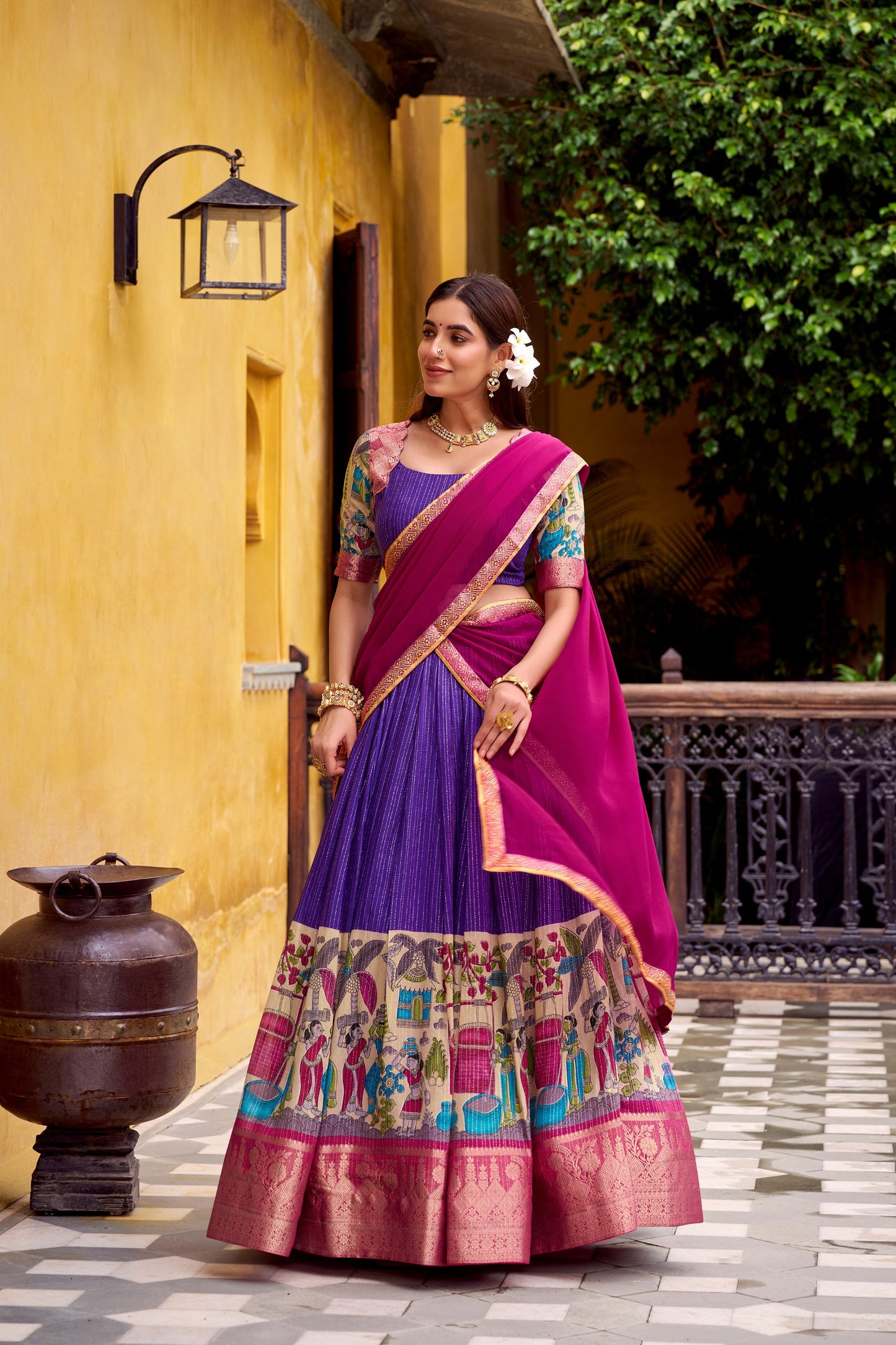 Kalamkari Zari Weaving Lehenga