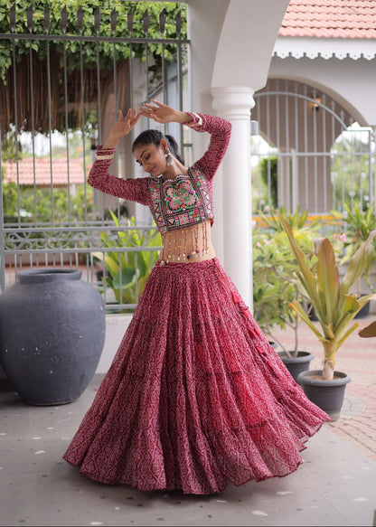 Bandhni Rang Kutchi Patchwork Lehenga