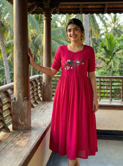 Royal Bloom Handwork Flared Dress