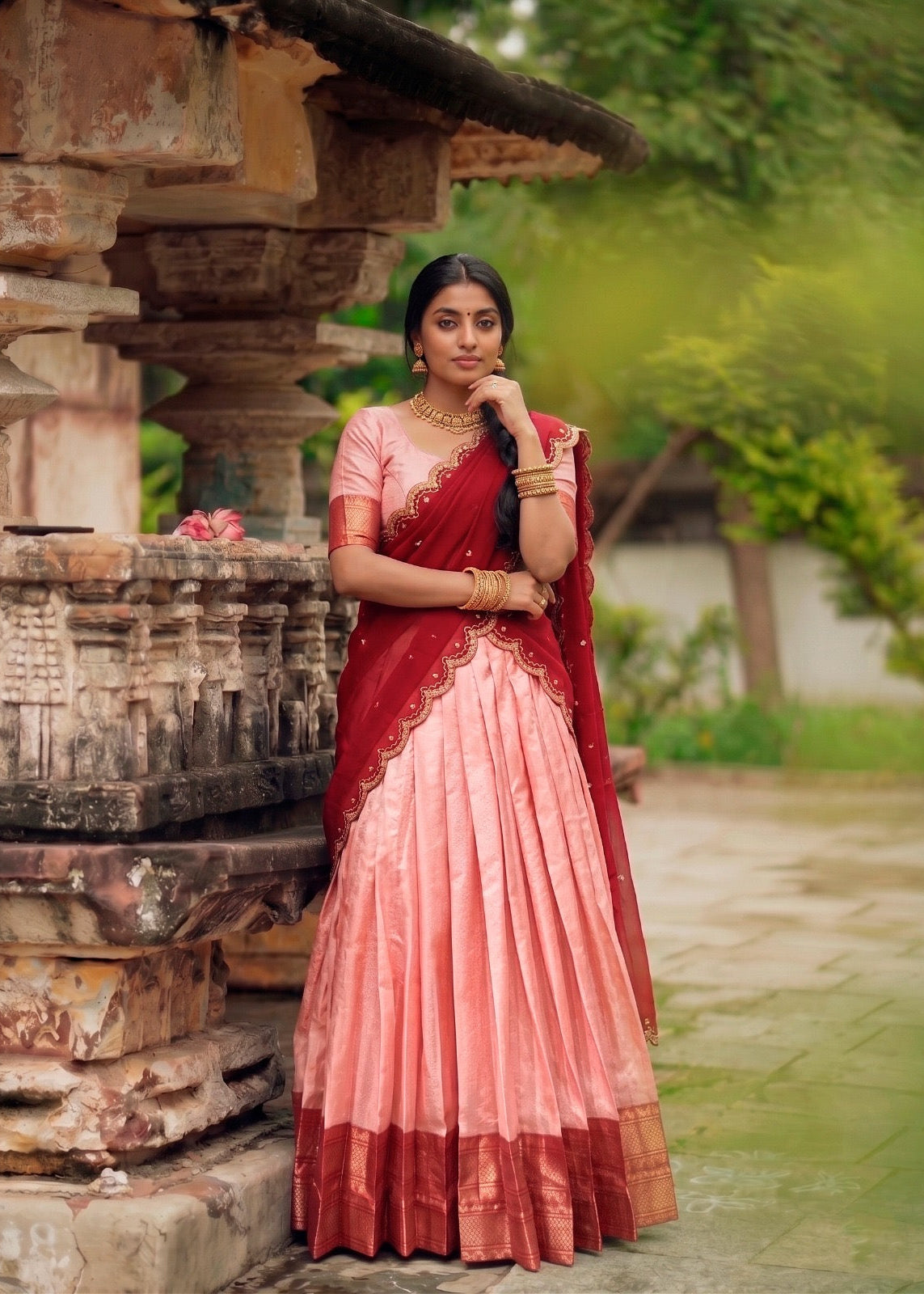 Classic Zari Weave Half Saree Set