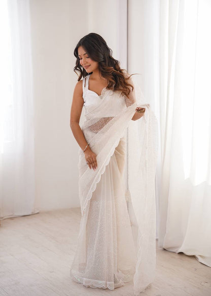 Starlight Soft Net Saree with Sequin Embroidery