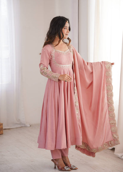 Zari Motif Embroidered Anarkali Suit