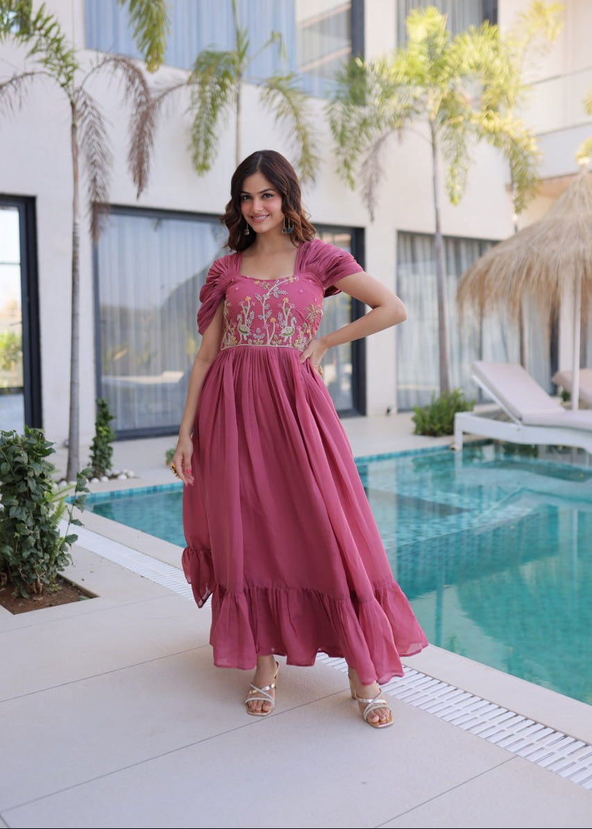 Soft Muse Embroidered Flare Gown