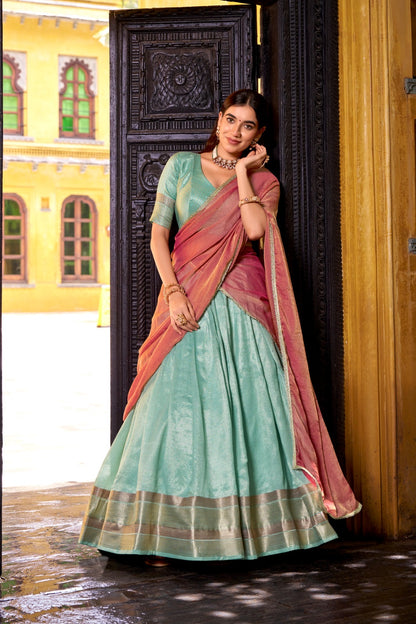 Elegant Zari Weaving Silk Half Saree