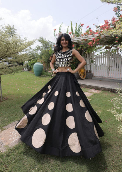 Dandiya Dots Mirror Work Lehenga