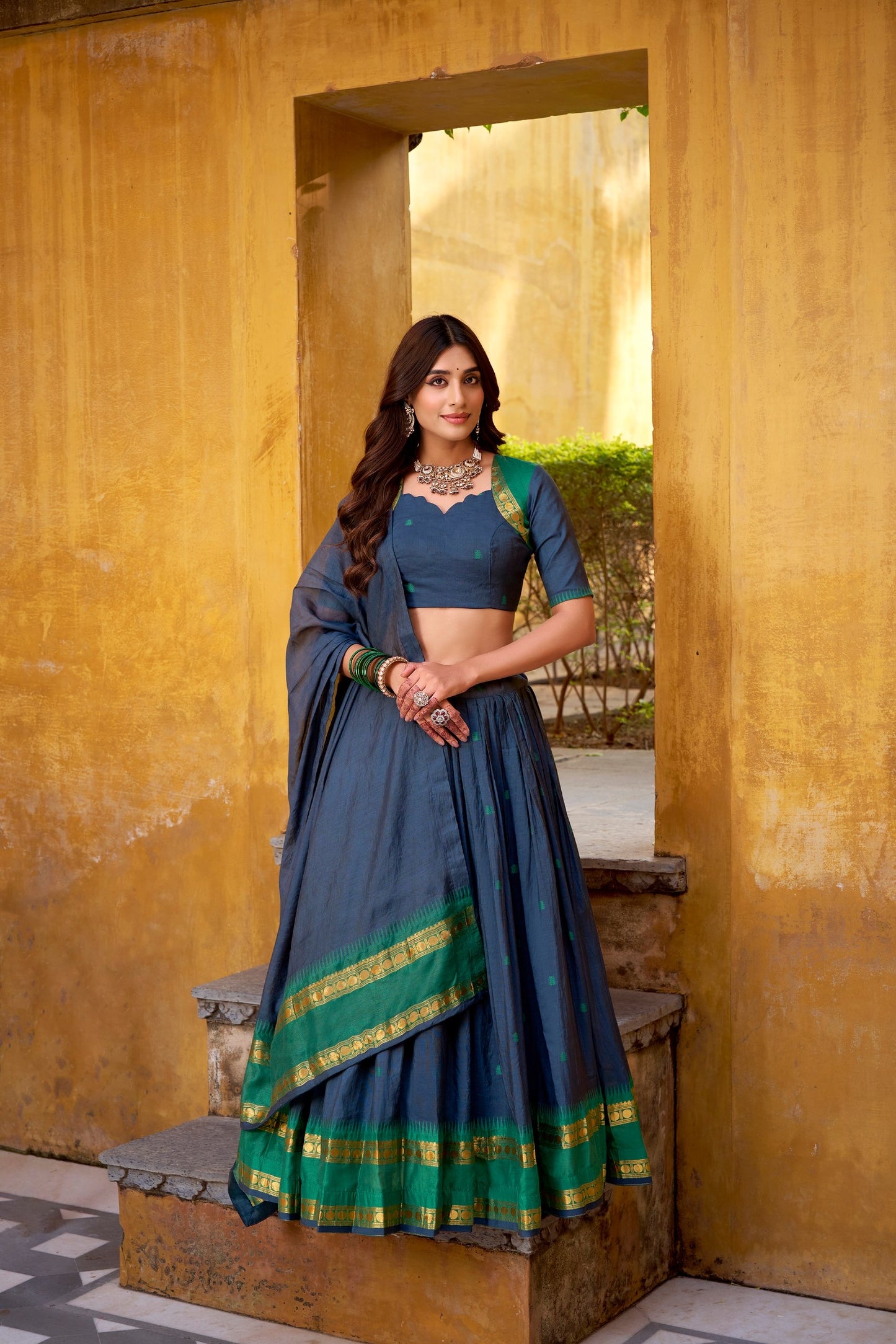 Pure Chanderi Half Saree Set