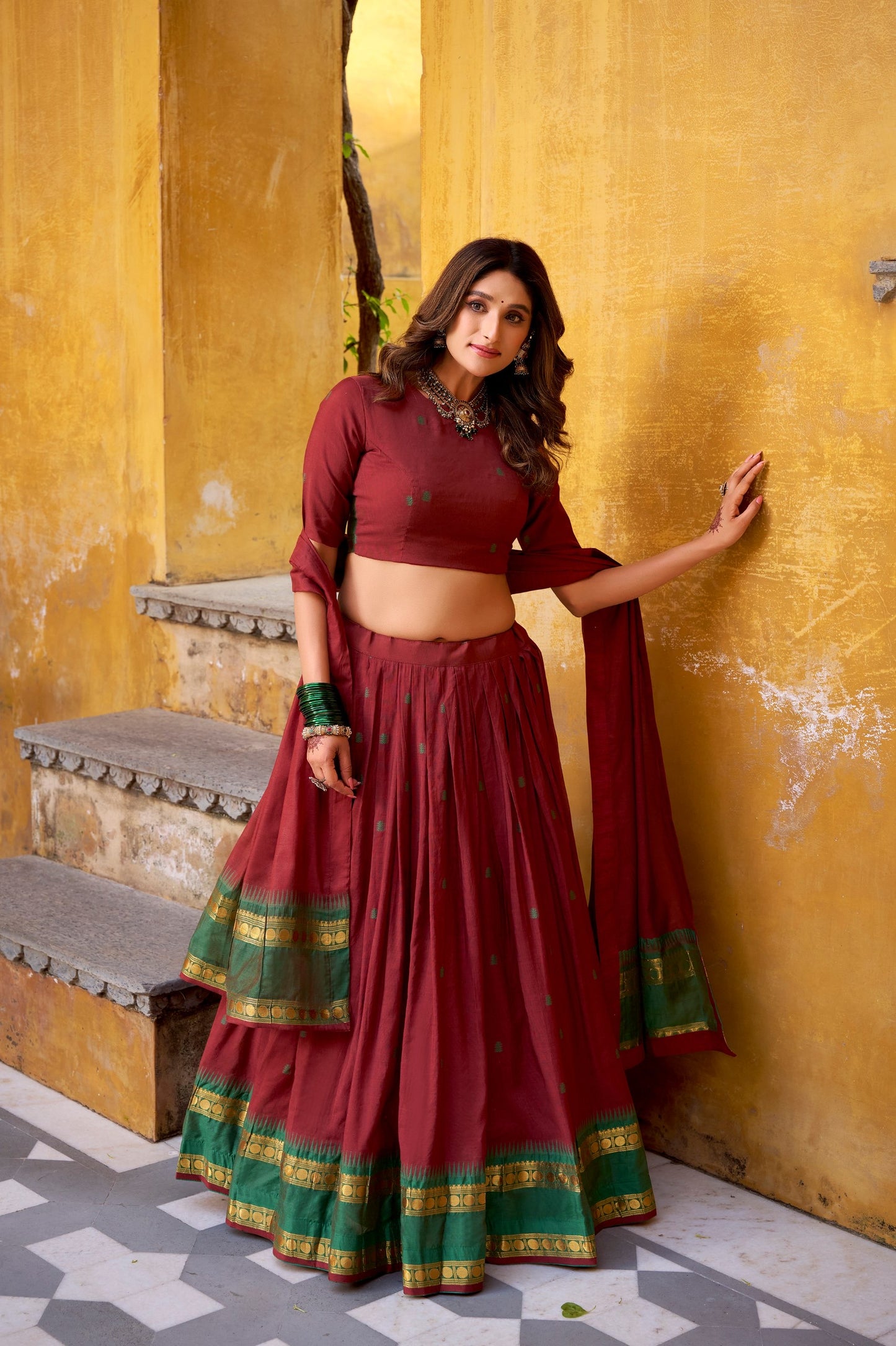 Pure Chanderi Half Saree Set