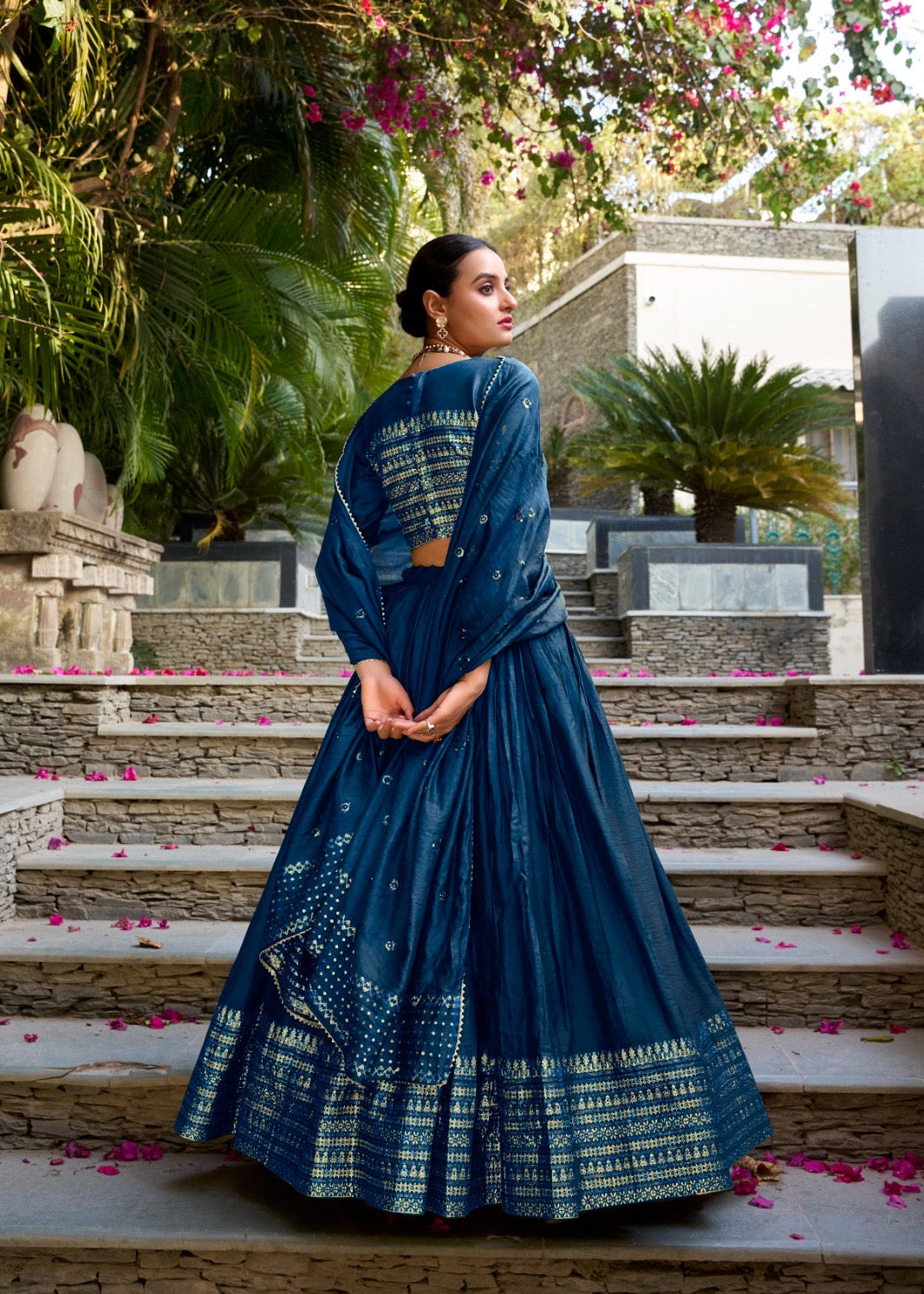 Sequin-Embellished Chanderi Lehenga Set