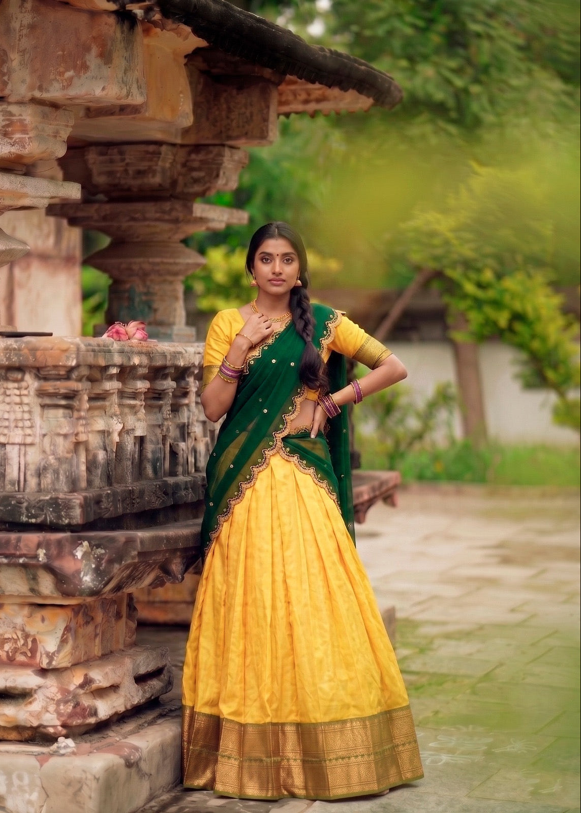 Classic Zari Weave Half Saree Set