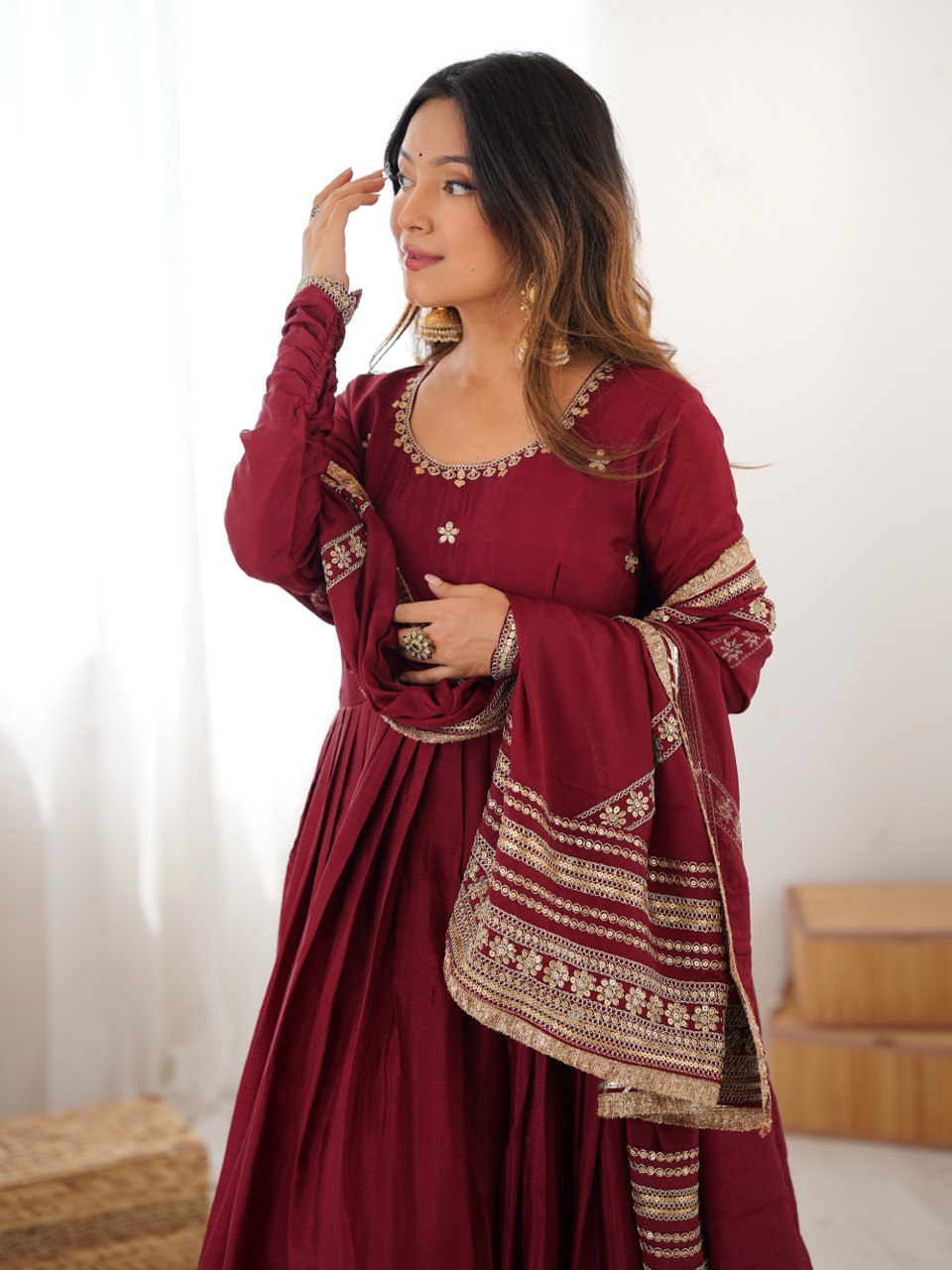 Berry Glam Festive Ethnic Gown