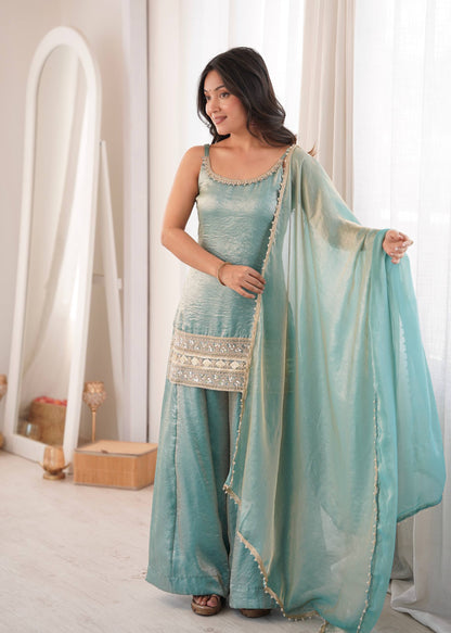 Ethereal Sparkle Palazzo Suit Set