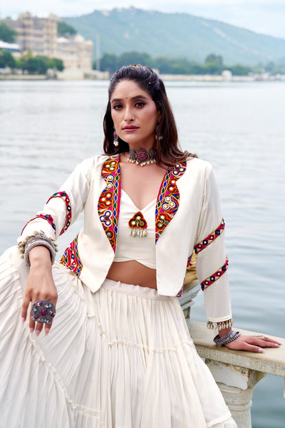 Traditional Mirror Work Rayon Lehenga Koti