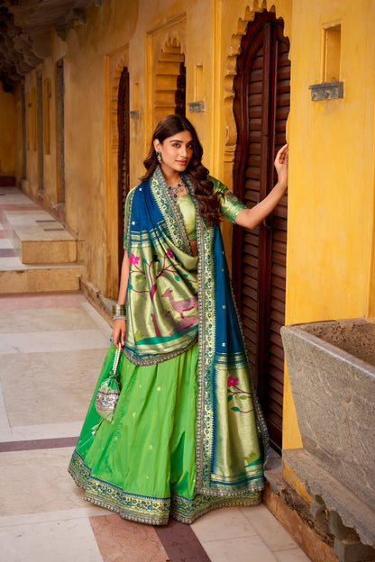 Intricate Zari Weaving Paithani Lehenga Set