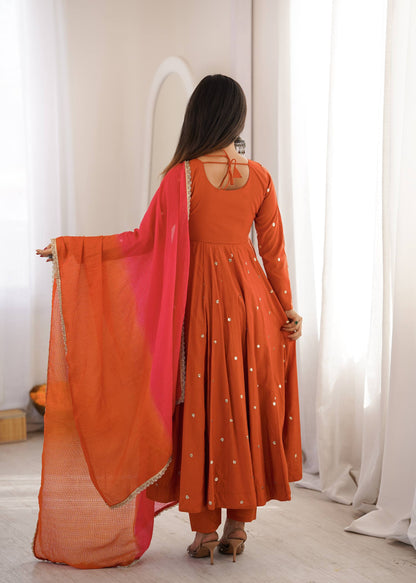 Rosy Sunset Mirror Anarkali Set